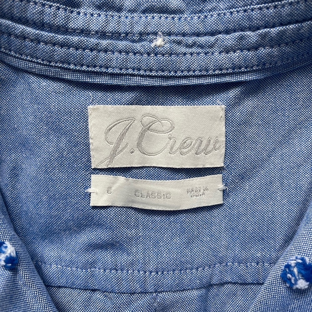 J.Crew Classic Fit Chambray Button Down Shirt Blue Size 6 - Picture 3 of 4